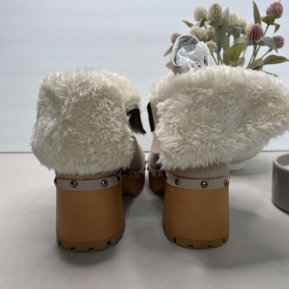 Mia Sassie Faux Fur Leather Ankle Boot Side Zip Beige MH2015SF Women 7M NWOB - Picture 3 of 8